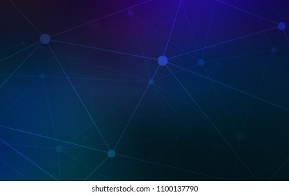 Dark BLUE vector cover with spots, lines. Design with connection of dots and lines on colorful background. Completely new template for your brand book.