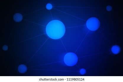 Dark BLUE vector cover with spots, lines. Decorative design in abstract style with triangle structure. New design for ad, poster, banner of your website.