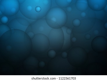 Dark BLUE vector cover with spots. Blurred decorative design in abstract style with bubbles. The pattern can be used for ads, leaflets of liquid.