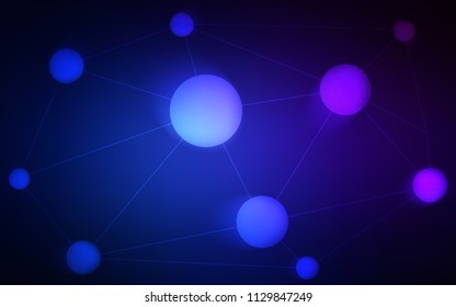 Dark BLUE vector cover with spots, lines. Design with connection of dots and lines on colorful background. Pattern can be used for ads, leaflets.