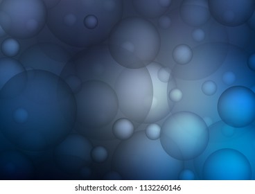 Dark BLUE vector cover with spots. Glitter abstract illustration with blurred drops of rain. The pattern can be used for aqua ad, booklets.
