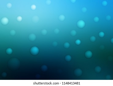 Dark BLUE vector cover with spots. Glitter abstract illustration with blurred drops of rain. The pattern can be used for ads, leaflets of liquid.