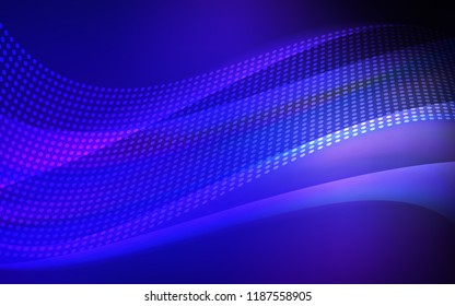 Dark BLUE vector cover with spots, lines. Abstract illustration with colorful discs and triangles. Pattern for design of window blinds, curtains.