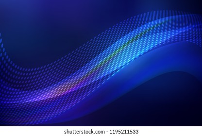 Dark BLUE vector cover with spots, lines. Colorful illustration with circles and lines in futuristic style. Pattern for futuristic ad, booklets.