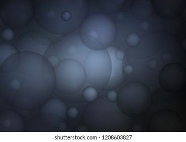 Dark BLUE vector cover with spots. Blurred decorative design in abstract style with bubbles. The pattern can be used for ads, leaflets of liquid.