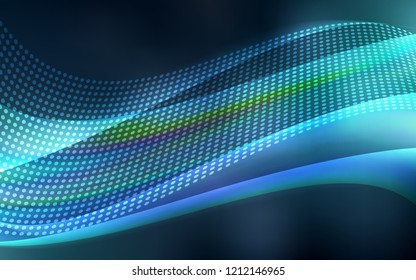 Dark BLUE vector cover with spots, lines. Decorative design in abstract style with triangle structure. Pattern for trendy fabric, wallpapers.