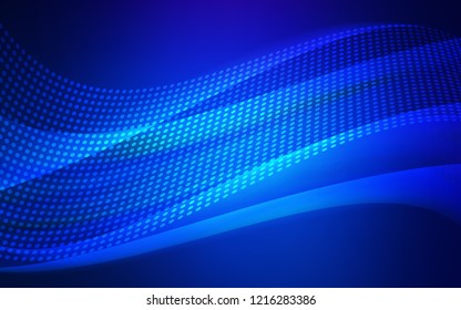 Dark BLUE vector cover with spots, lines. Design with connection of dots and lines on colorful background. Pattern for design of fabric, wallpapers.