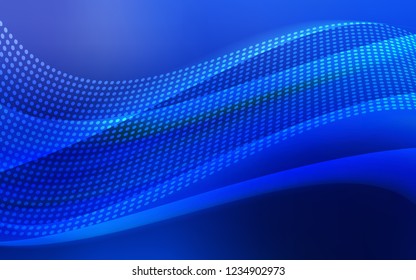 Dark BLUE vector cover with spots, lines. Decorative design in abstract style with triangle structure. Pattern for design of window blinds, curtains.