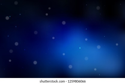 Dark BLUE vector cover with spots. Blurred bubbles on abstract background with colorful gradient. New design for ad, poster, banner of your website.