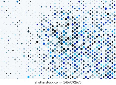 Dark BLUE vector cover with spots. Abstract illustration with colored bubbles in nature style. Pattern for ads, leaflets.