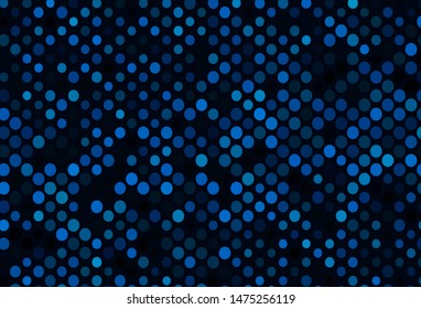 Dark BLUE vector cover with spots. Glitter abstract illustration with blurred drops of rain. Pattern of water, rain drops.