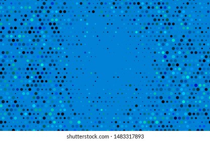 Dark BLUE vector cover with spots. Glitter abstract illustration with blurred drops of rain. Template for your brand book.