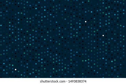 Dark BLUE vector cover with spots. Glitter abstract illustration with blurred drops of rain. Template for your brand book.