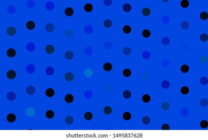 Dark BLUE vector cover with spots. Beautiful colored illustration with blurred circles in nature style. Pattern for beautiful websites.