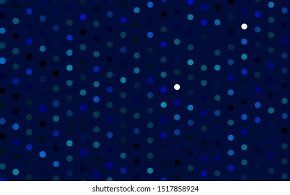 Dark BLUE vector cover with spots. Blurred decorative design in abstract style with bubbles. Pattern of water, rain drops.