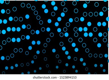 Dark BLUE vector cover with spots. Modern abstract illustration with colorful water drops. Template for your brand book.