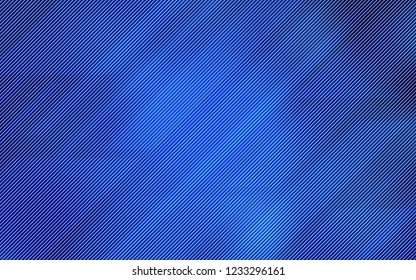 Dark BLUE vector cover with stright stripes. Lines on blurred abstract background with gradient. The pattern for ad, booklets, leaflets.