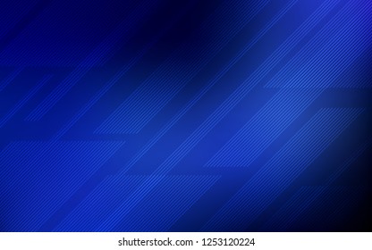 Dark BLUE vector cover with stright stripes. Glitter abstract illustration with colored sticks. Pattern for your busines websites.