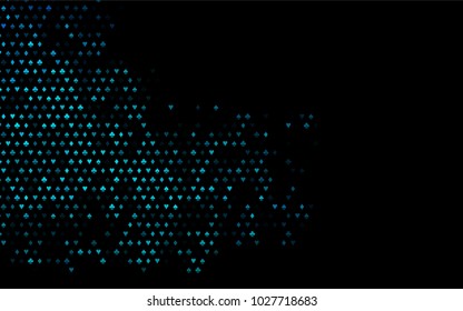 Dark BLUE vector cover with symbols of gamble. Shining illustration with hearts, spades, clubs, diamonds. Design for ad, poster, banner of gambling websites.