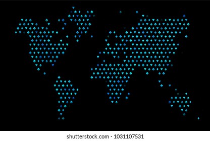 Dark BLUE vector cover with symbols of gamble. Colored illustration with hearts, spades, clubs, diamonds. Pattern for leaflets of poker games, events.