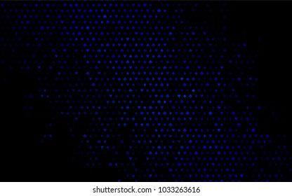 Dark BLUE vector cover with symbols of gamble. Colorful gradient with signs of hearts, spades, clubs, diamonds. Smart design for your business advert of casinos.