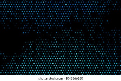 Dark BLUE vector cover with symbols of gamble. Colored illustration with hearts, spades, clubs, diamonds. Smart design for your business advert of casinos.