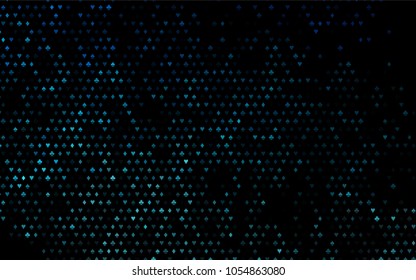 Dark BLUE vector cover with symbols of gamble. Colored illustration with hearts, spades, clubs, diamonds. Pattern for booklets, leaflets of gambling houses.