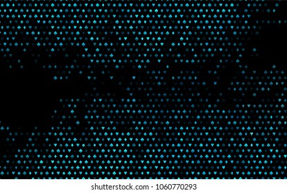 Dark BLUE vector cover with symbols of gamble. Colored illustration with hearts, spades, clubs, diamonds. Pattern for booklets, leaflets of gambling houses.