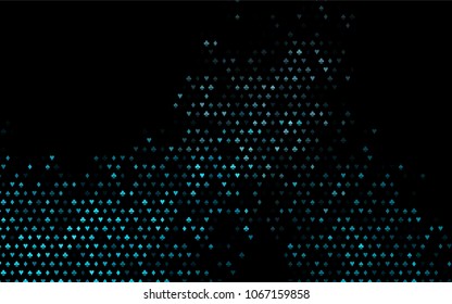 Dark BLUE vector cover with symbols of gamble. Blurred decorative design of hearts, spades, clubs, diamonds. Pattern for booklets, leaflets of gambling houses.