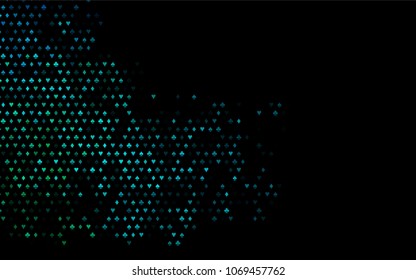 Dark BLUE vector cover with symbols of gamble. Glitter abstract sketch with isolated symbols of playing cards. Template for business cards of casinos.