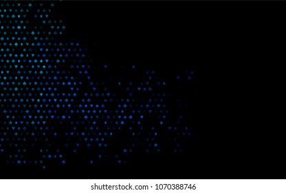 Dark BLUE vector cover with symbols of gamble. Glitter abstract sketch with isolated symbols of playing cards. Smart design for your business advert of casinos.