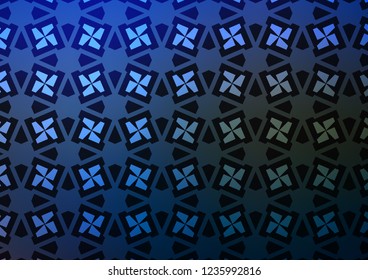 Dark BLUE vector cover in triangles, cubes. Illustration with colorful triangles, rectangles. Best design for your ad, poster, banner.