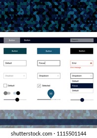 Dark BLUE vector design ui kit with dots. Decorative ui kit design in abstract style with colorful dots. This sample is for your landing page.