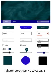Dark BLUE vector design ui kit with universe stars. Beautiful ui ux kit with colorful sky in its header. This template you can use for websites.