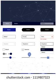 Dark BLUE vector design ui kit with mosaic, circles. Ui kit design in abstract style with colorful crystals, circles. This template you can use for landing pages.