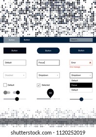 Dark BLUE vector design ui kit with dots. Decorative ui kit design in abstract style with colorful dots. This sample is for your website.