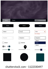 Dark BLUE vector design ui kit with universe stars. Colorful Style guide with stars on abstract background. Simple colorful design for websites.