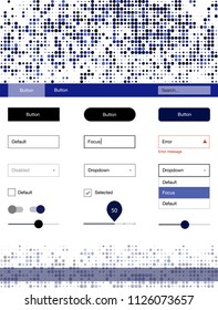 Dark BLUE vector design ui kit with dots. Colorful Style guide with circles on abstract background. This template you can use for websites.
