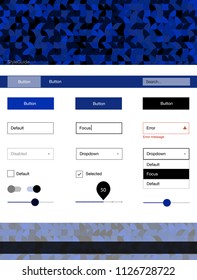 Dark BLUE vector design ui kit with dots. Colorful ui/ux kit with header consisted of spheres. This sample is for your website.