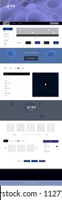 Dark BLUE vector design ui kit with curved circles. Creative illustration in halftone marble style with gradient. This template you can use for landing pages.