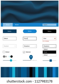 Dark BLUE vector design ui kit with curved circles. Shining curly illustration in marble style with gradient. This sample is for your landing page.