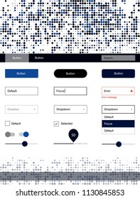 Dark BLUE vector design ui kit with dots. Colorful Style guide with circles on abstract background. Beautiful layout for websites, landing pages.