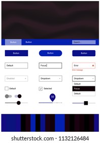 Dark BLUE vector design ui kit with curved circles. Shining curly illustration in marble style with gradient. This template you can use for websites.