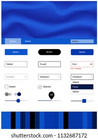Dark BLUE vector design ui kit with curved circles. Shining curly illustration in marble style with gradient. Modern template for your landing page.