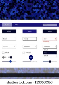 Dark BLUE vector design ui kit with dots. Colorful Style guide with circles on abstract background. Simple colorful design for websites.
