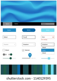 Dark BLUE vector design ui kit with curved circles. Elegant bright illustration with gradient  in memphis style. This sample is for your landing page.
