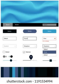 Dark BLUE vector design ui kit with curved circles. Colorful abstract illustration with gradient lines. This template you can use for landing pages.