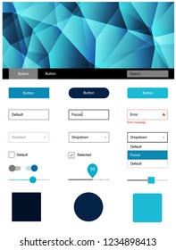 Dark BLUE vector design ui kit with mosaic. Decorative ui kit design in abstract style with colorful crystals. This template you can use for websites.