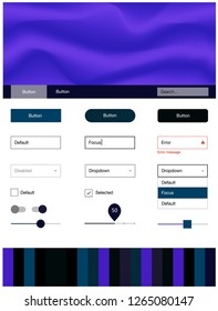 Dark BLUE vector design ui kit with curved circles. Shining curly illustration in marble style with gradient. This sample is for your landing page.