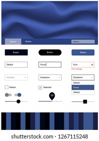 Dark BLUE vector design ui kit with curved circles. Creative illustration in halftone marble style with gradient. This template you can use for websites.